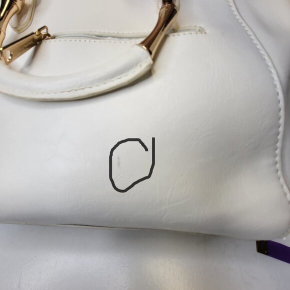 White Handbag with Goldtone Handle - Picture 15 of 16